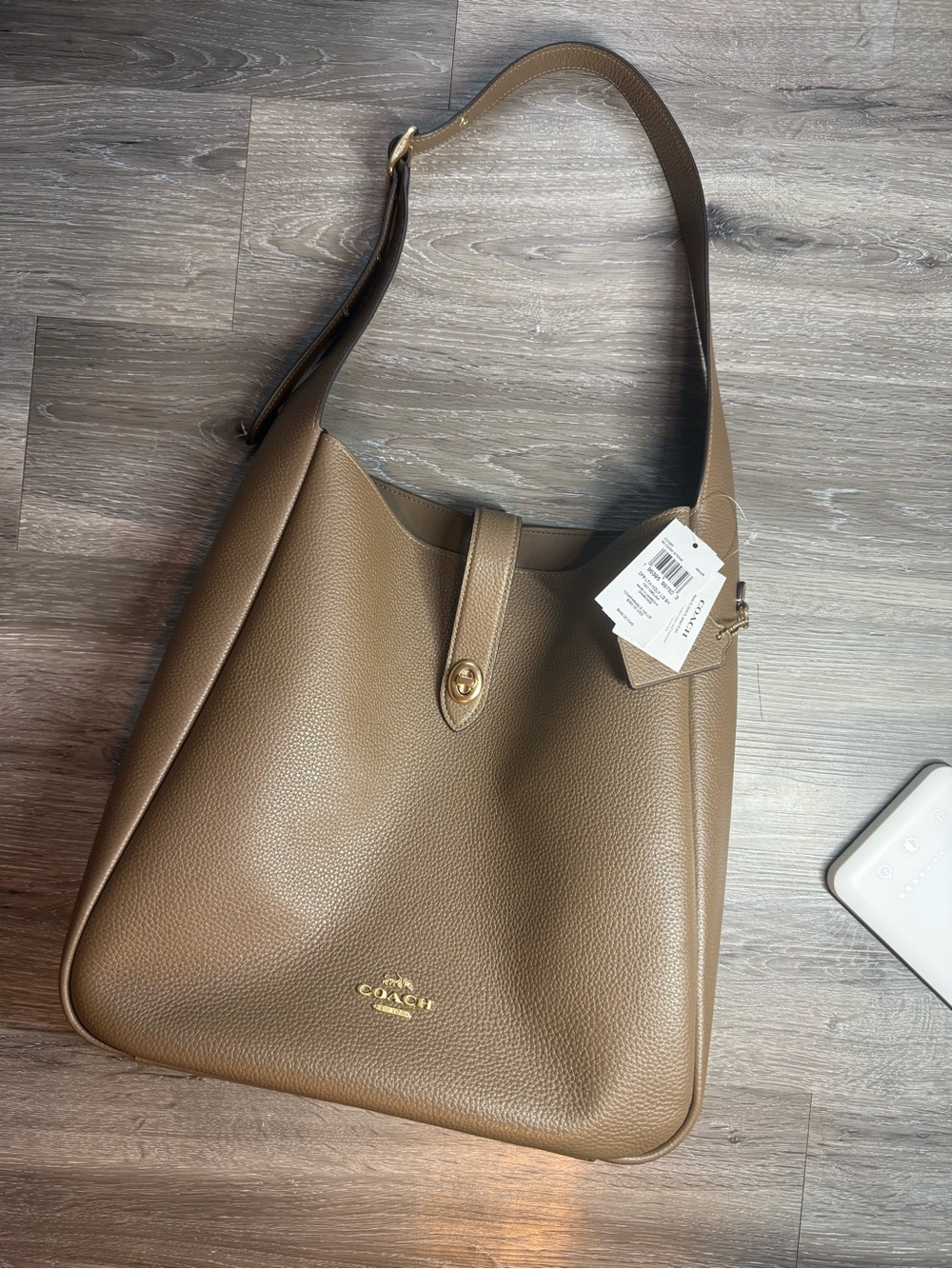 Coach Hadley Dark Stone Pebbled Leather with Gold Hardware